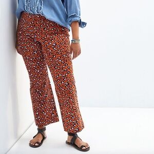 Maeve Margot Leopard Print Kick Flare Crop Pants
